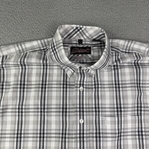 Rafter C Easy Wear 45 Gray Plaid Western Button Down Shirt Men's XL